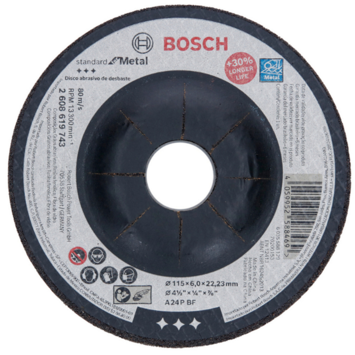 Disco de desbaste para metal 4-1/2" x 1/4" standard Bosch